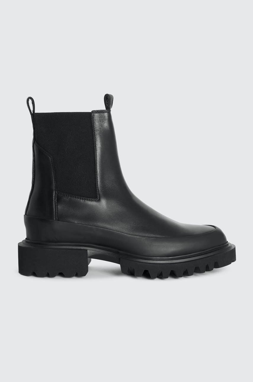 Levně Kožené kotníkové boty AllSaints Harlee Boot černá barva, na plochém podpatku, WF609Z