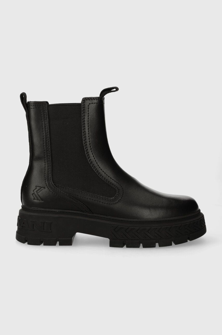 Levně Kožené kotníkové boty Karl Kani KK Soho Chelsea Boot dámské, černá barva, na platformě, 1120308 KKFWW000327