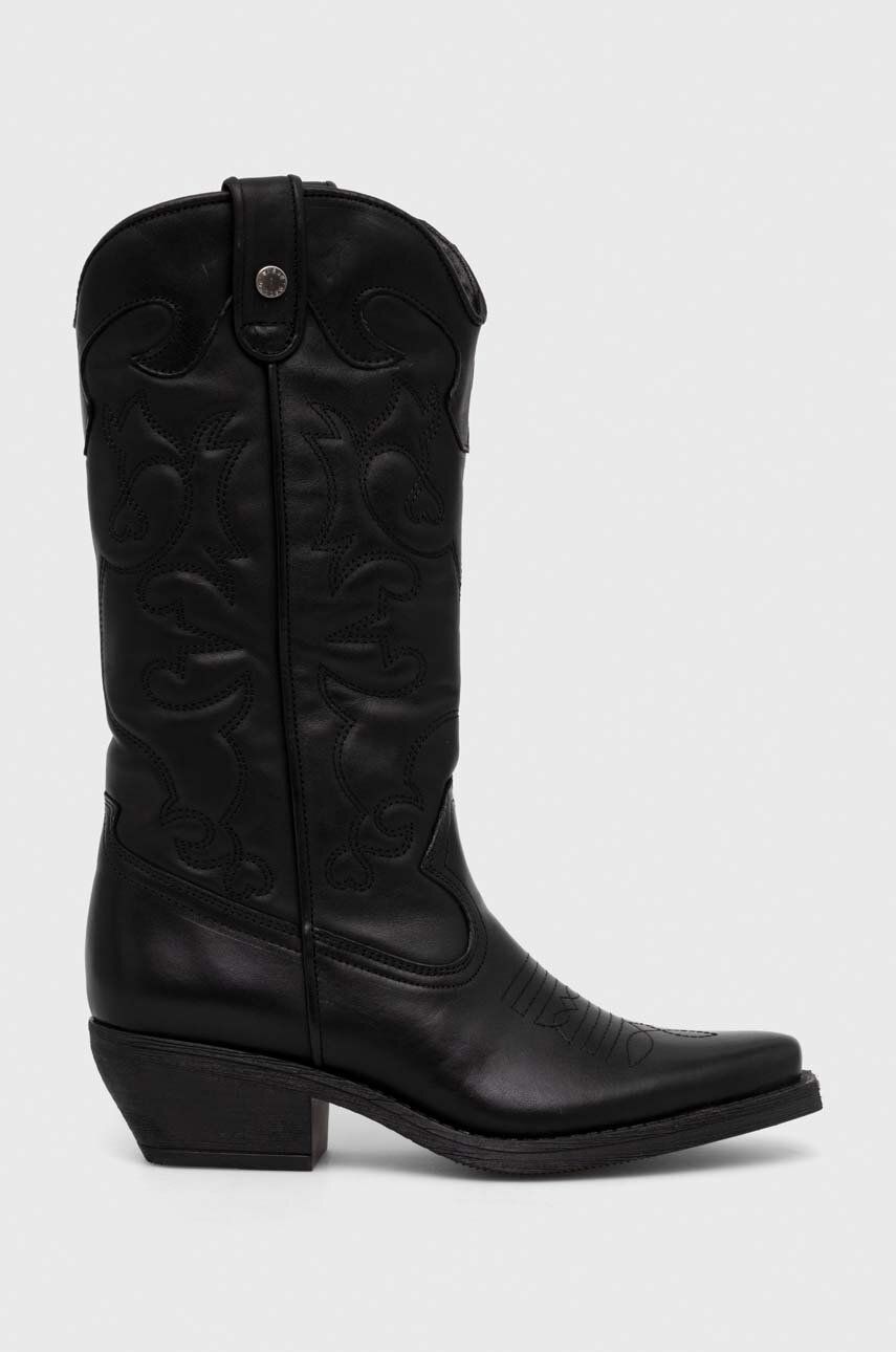 Levně Westernové kožené boty Steve Madden Wishley dámské, černá barva, na podpatku, SM11003071