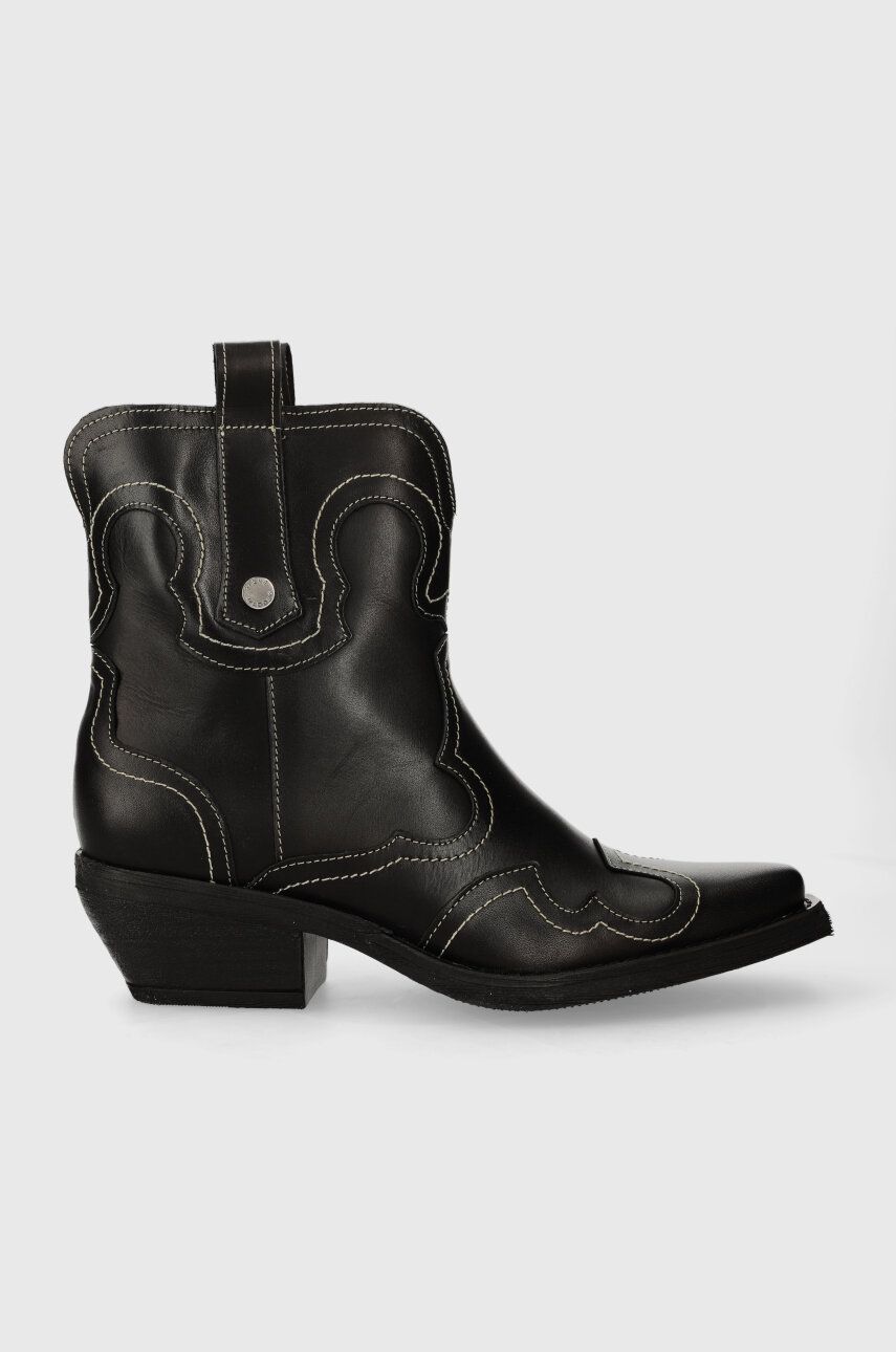 Levně Westernové kožené boty Steve Madden Waynoa dámské, černá barva, na podpatku, SM11003072