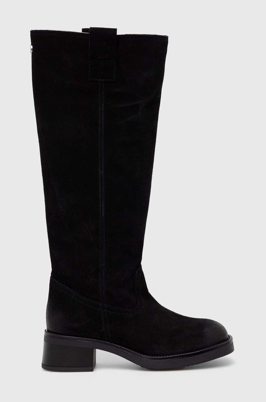 Levně Semišové boty Steve Madden Banner dámské, černá barva, na plochém podpatku, SM11003092