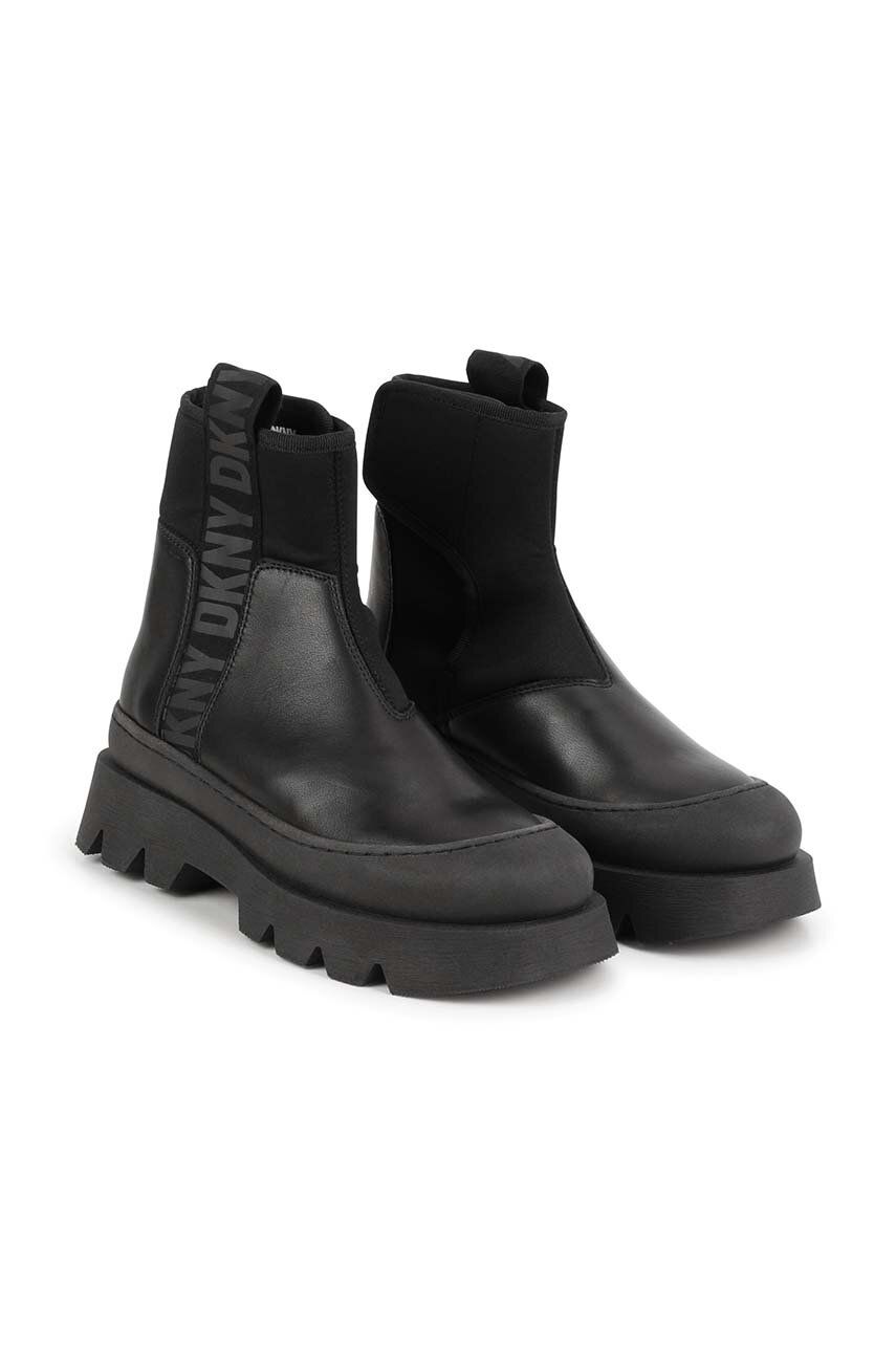 Dětské kožené boty Dkny černá barva - černá - Svršek: Přírodní kůže Vnitřek: Textilní materiál