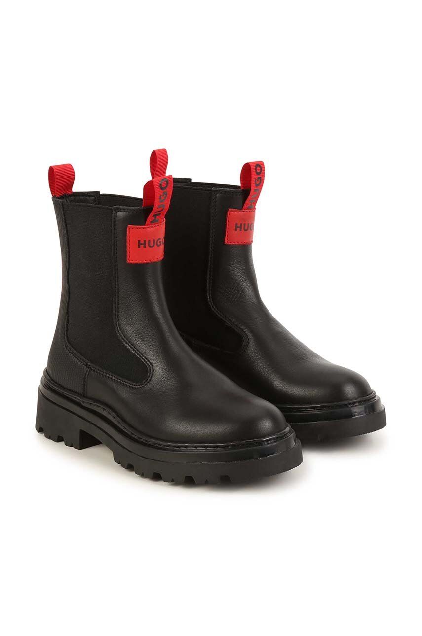 Dětské kožené kotníkové boty HUGO černá barva - černá - Přírodní kůže Vnitřek: Textilní materiá