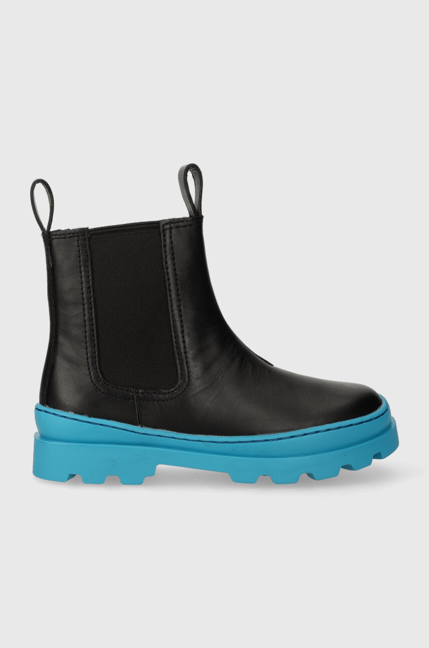 Camper cizme chelsea din piele pentru copii Brutus Kids culoarea negru