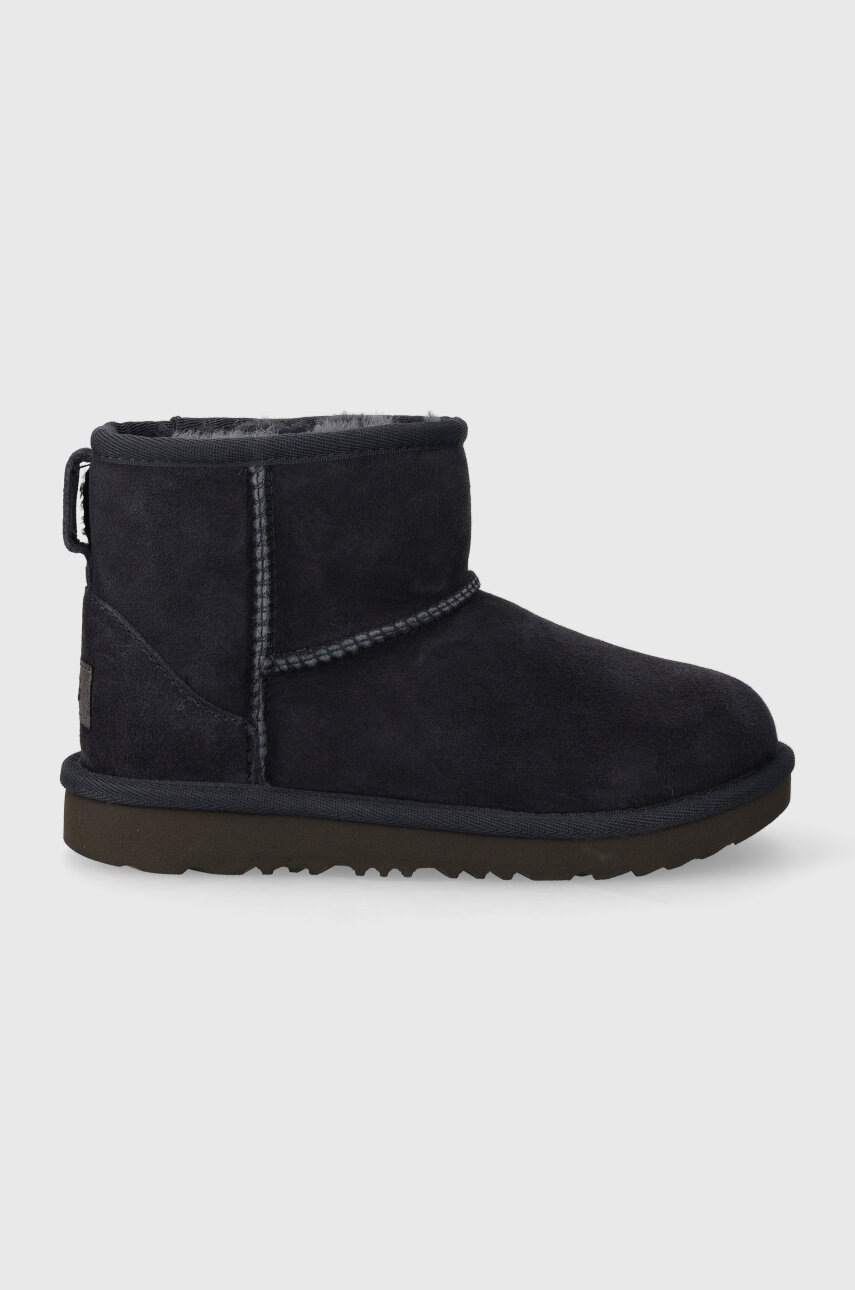 UGG cizme de zapada din piele intoarsa KIDS CLASSIC MINI II culoarea albastru marin