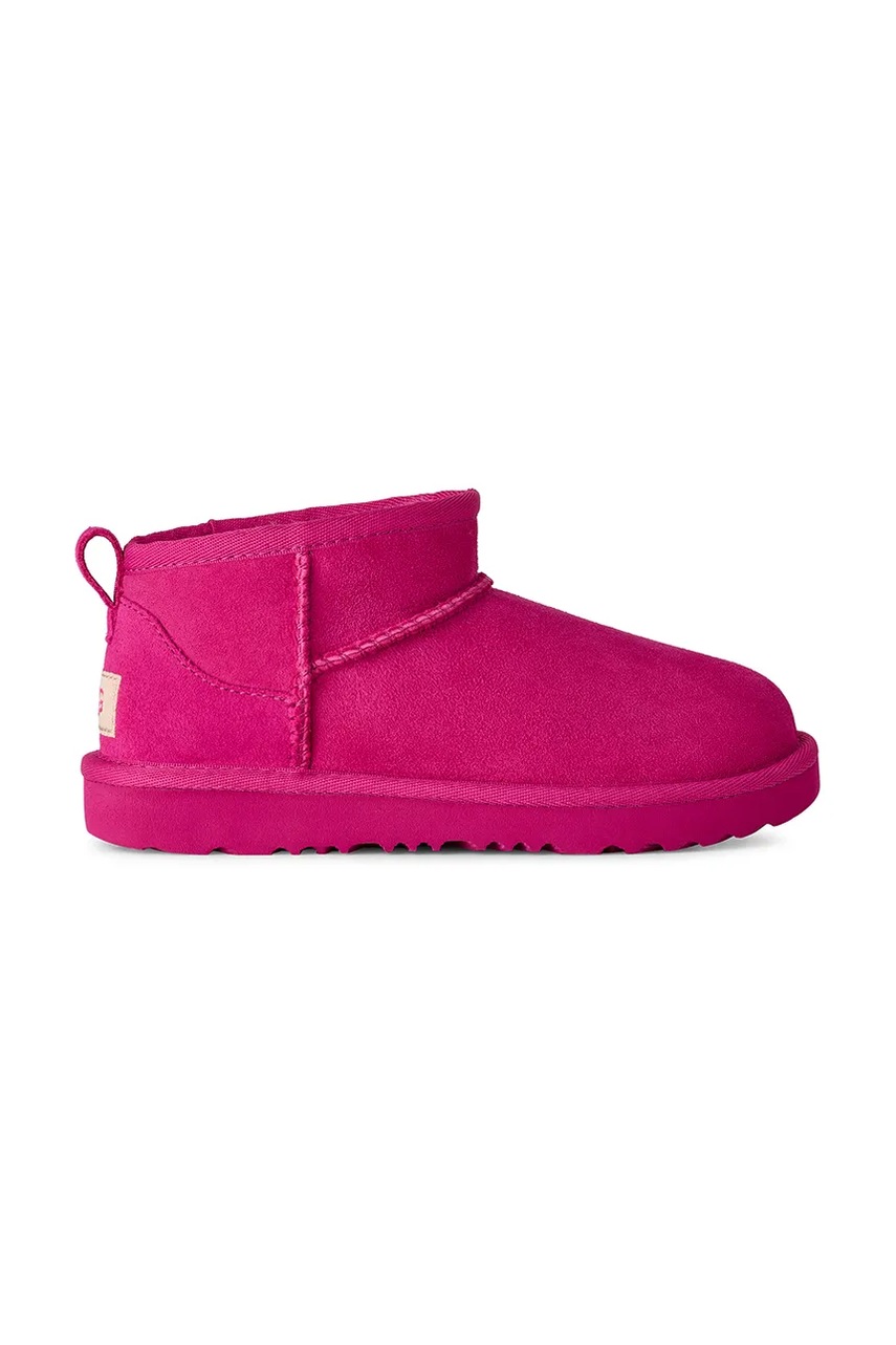 Levně Dětské semišové sněhule UGG KIDS CLASSIC ULTRA MINI růžová barva, 1130750K