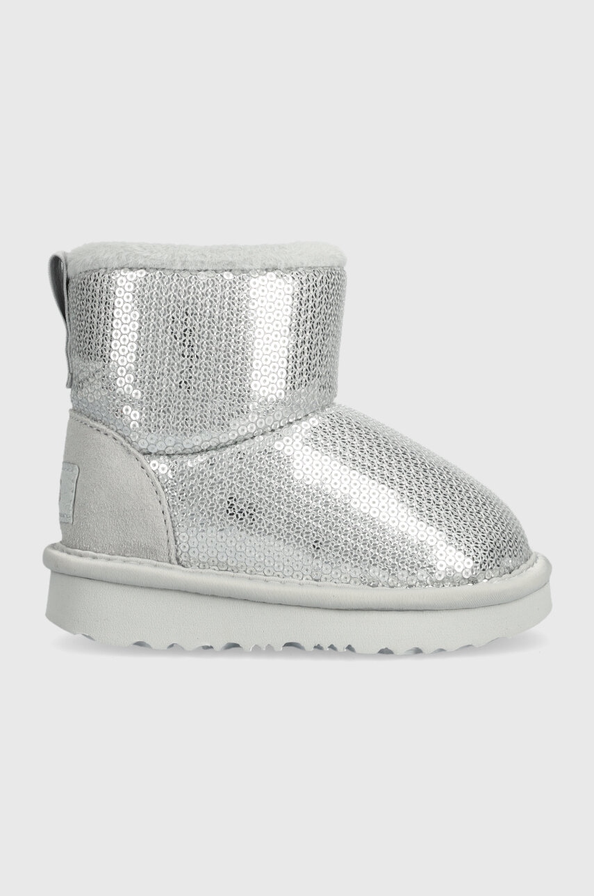 UGG cizme de iarna copii T CLASSIC MINI MIRROR BALL culoarea argintiu