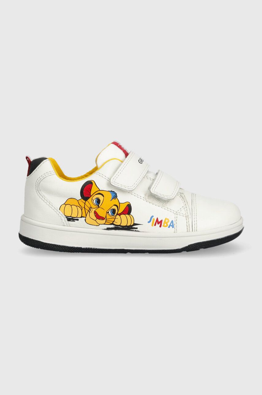 Levně Dětské kožené sneakers boty Geox x Disney bílá barva