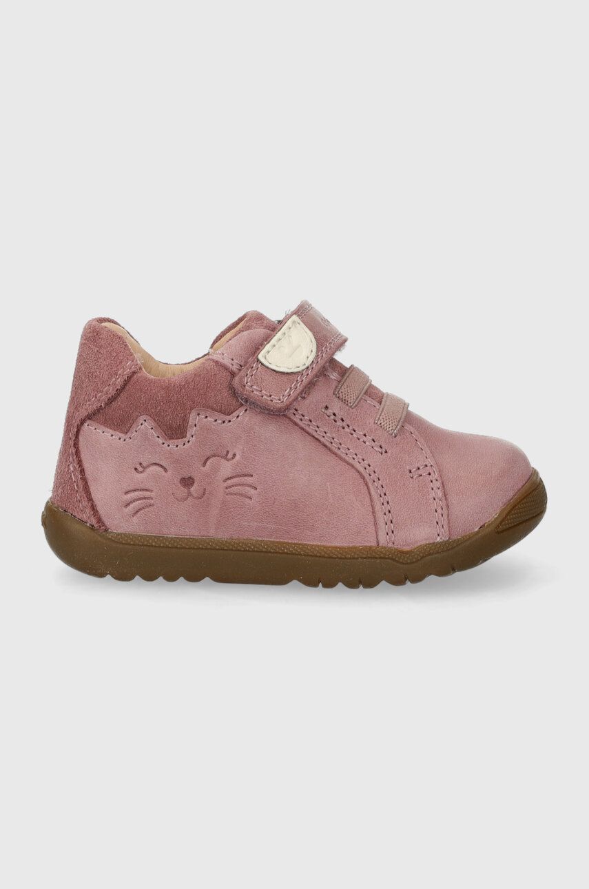 Levně Dětské kožené sneakers boty Geox růžová barva