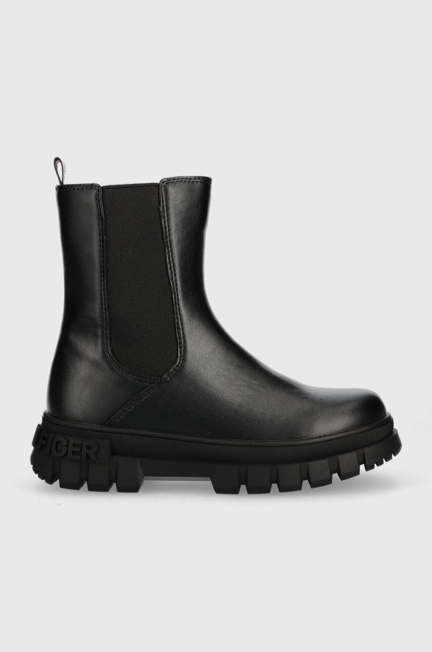Dětské zimní boty Tommy Hilfiger černá barva - černá -  Svršek: Umělá hmota