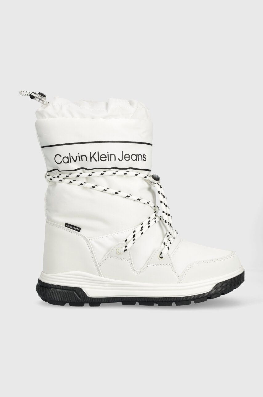 Dětské sněhule Calvin Klein Jeans bílá barva - bílá - Svršek: Umělá hmota
