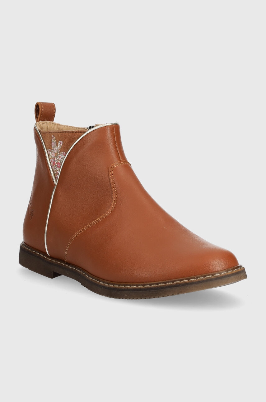 Детские кожаные ботинки Pom D'api CITY APPLE цвет коричневый Детские кожаные ботинки Pom D'api CITY APPLE цвет коричневый