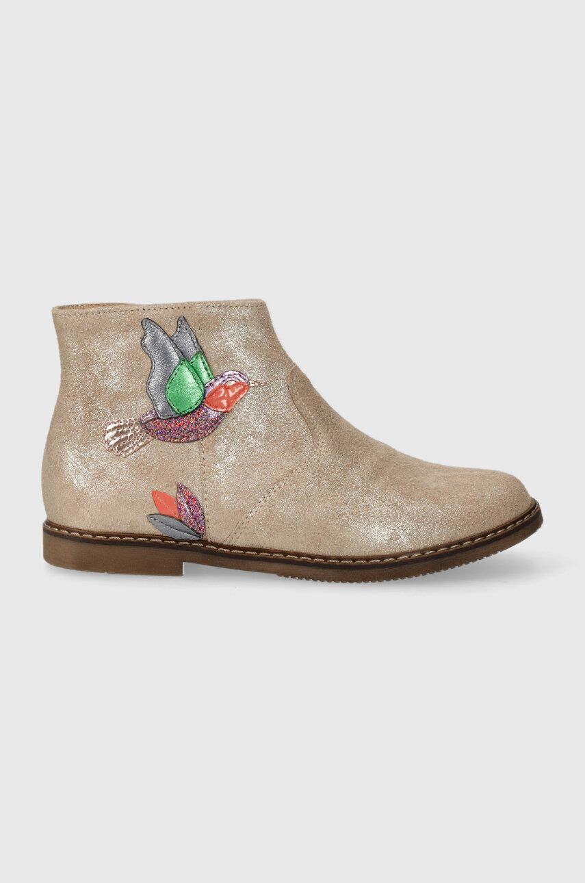 Levně Dětské semišové boty Pom D'api CITY COLIBRI béžová barva