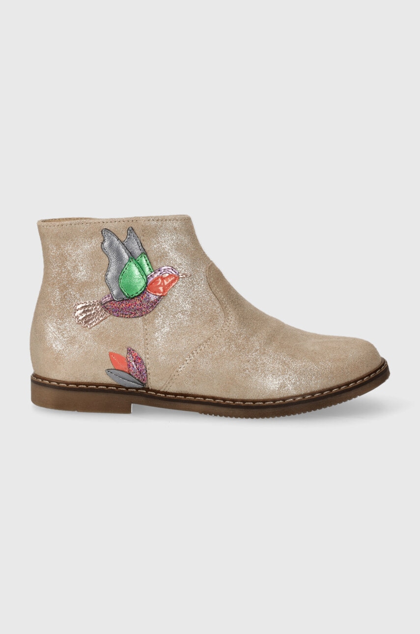 Pom D\'api cizme din piele intoarsa pentru copii CITY COLIBRI culoarea bej
