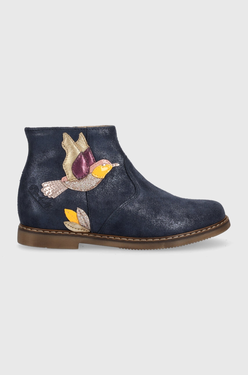 Pom D\'api cizme din piele intoarsa pentru copii CITY COLIBRI culoarea albastru marin