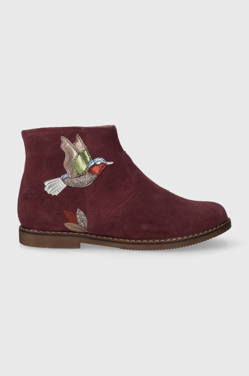 Pom D\'api cizme din piele intoarsa pentru copii CITY COLIBRI culoarea bordo