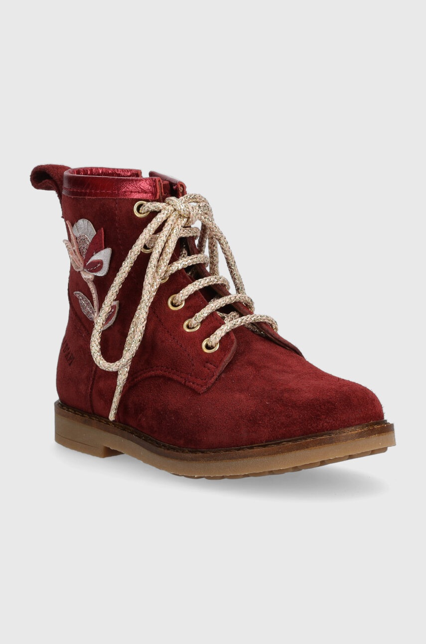 Детские замшевые ботинки Pom D'api TRIP HI FLO цвет бордовый