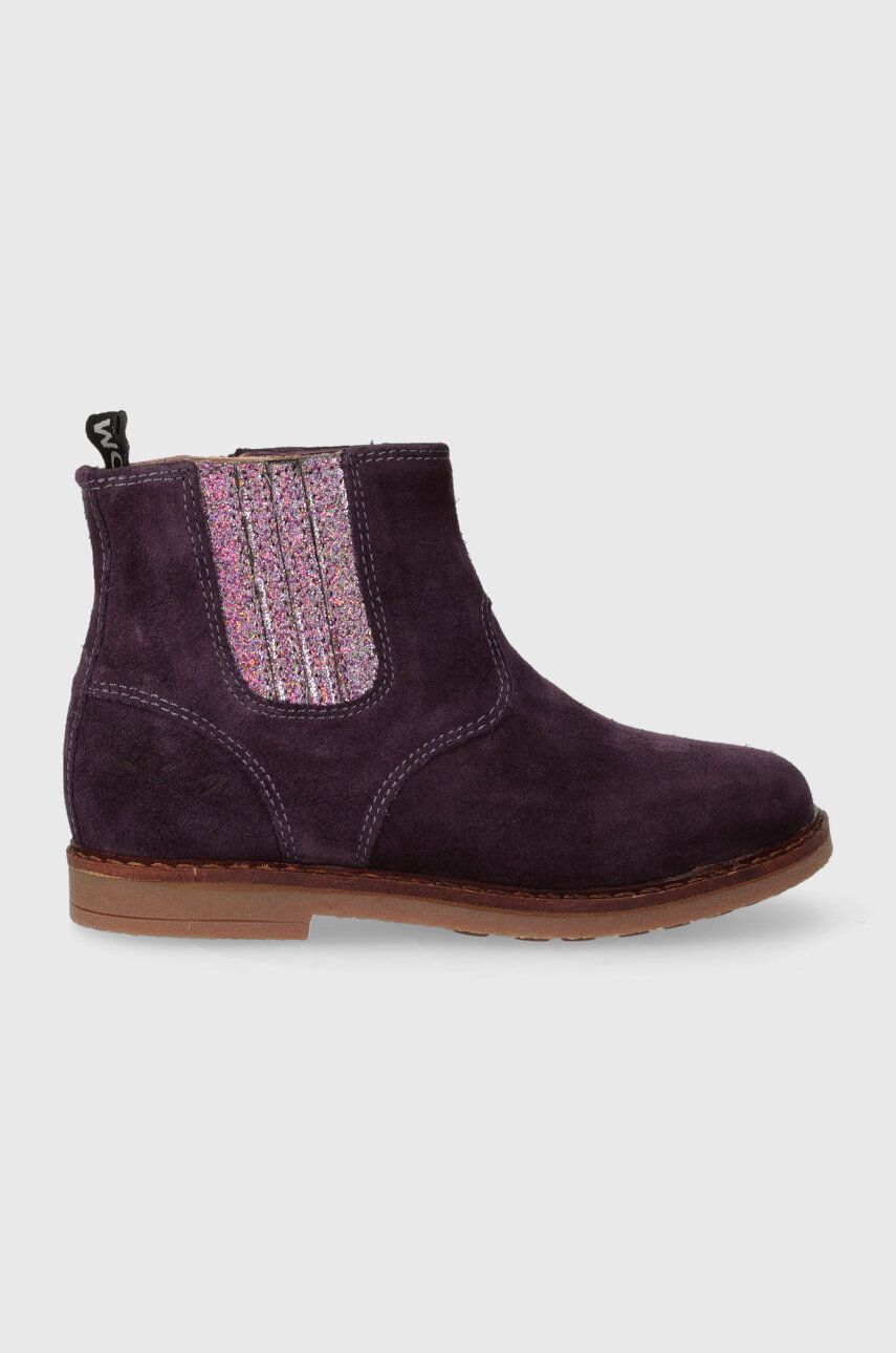 E-shop Dětské semišové kotníkové boty Pom D'api TRIP JODZIP fialová barva