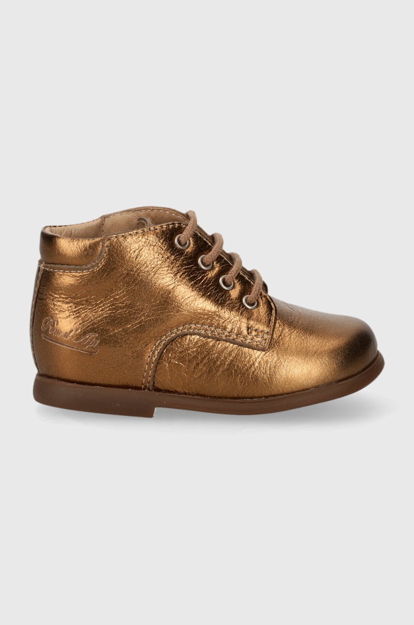 Pom D\'api incaltaminte din piele pentru copii NIOUPI DERBY culoarea auriu