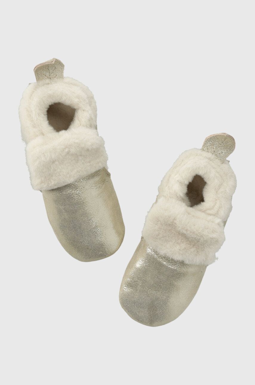 Dětské semišové papuče Shoo Pom béžová barva - béžová - Svršek: Semišová kůže Vnitřek: Vlna