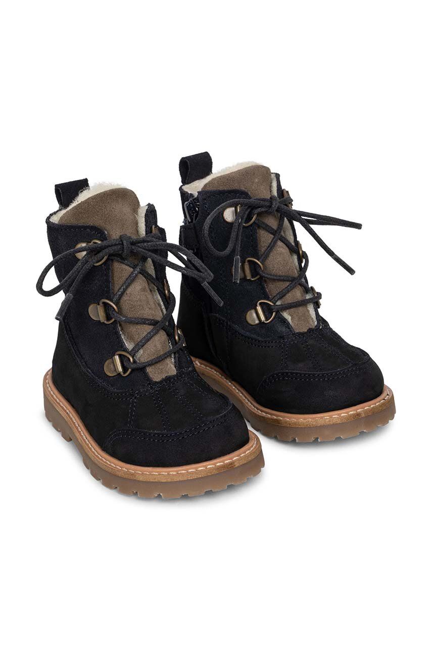 Dětské semišové zimní boty Konges Sløjd tmavomodrá barva - námořnická modř - Svršek: Semišová kůže