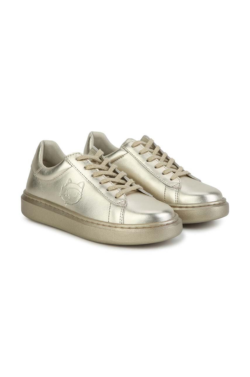 Levně Dětské kožené sneakers boty Karl Lagerfeld zlatá barva
