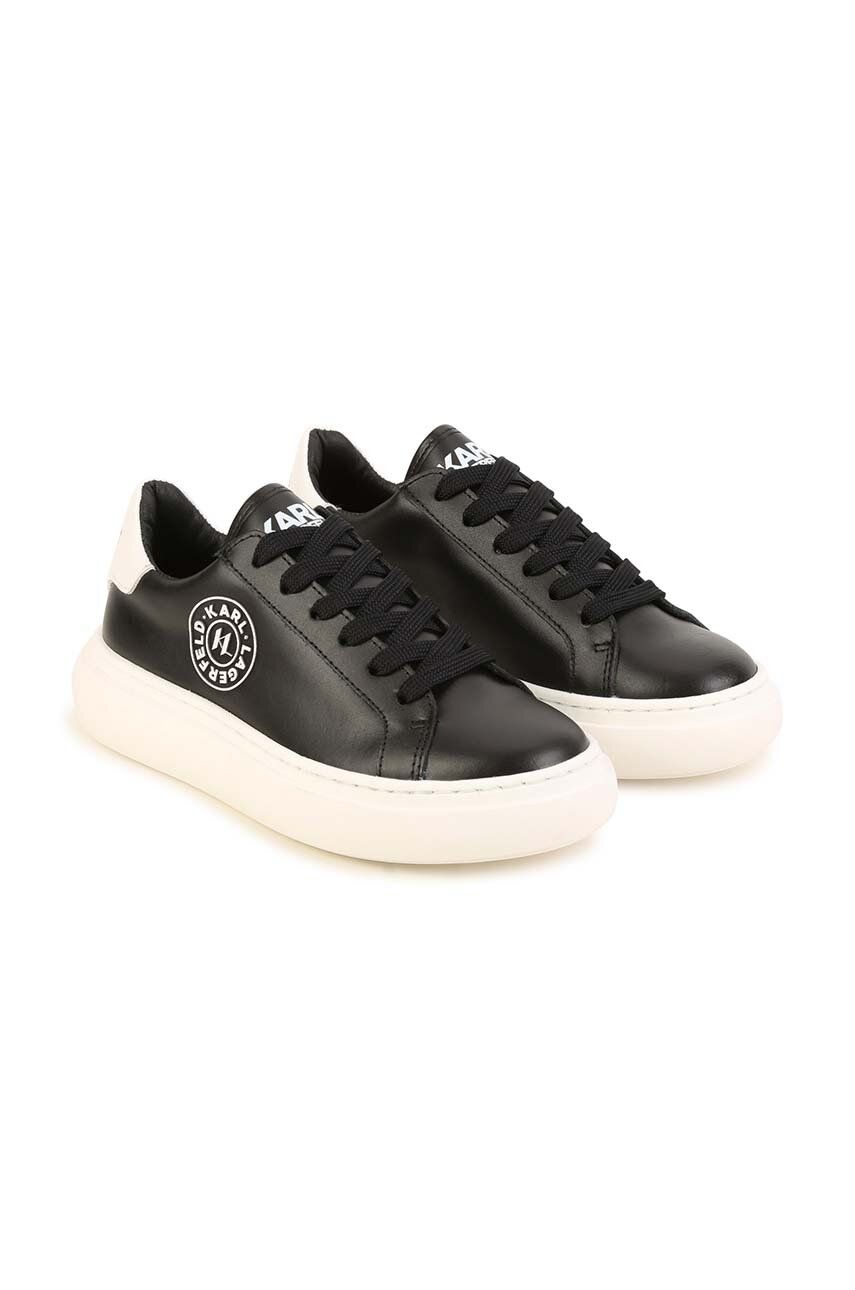 Levně Dětské kožené sneakers boty Karl Lagerfeld černá barva