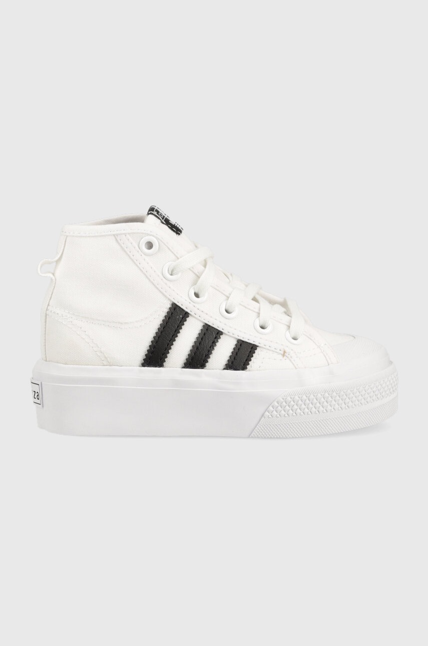 Levně Dětské tenisky adidas Originals NIZZA PLATFORM MID bílá barva