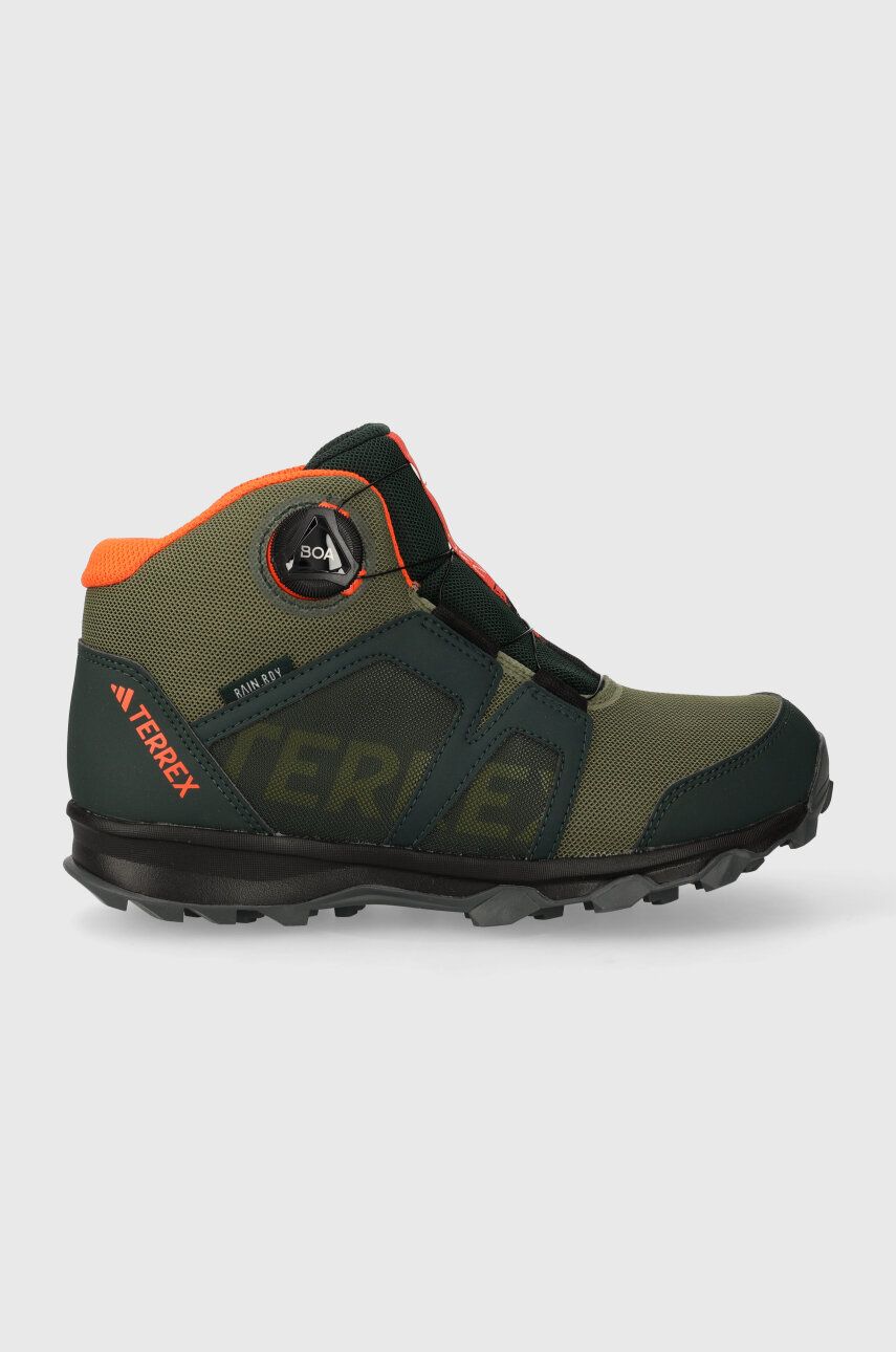 Dětské boty adidas TERREX TERREX BOA MID R. RD zelená barva - zelená - Svršek: Umělá hmota