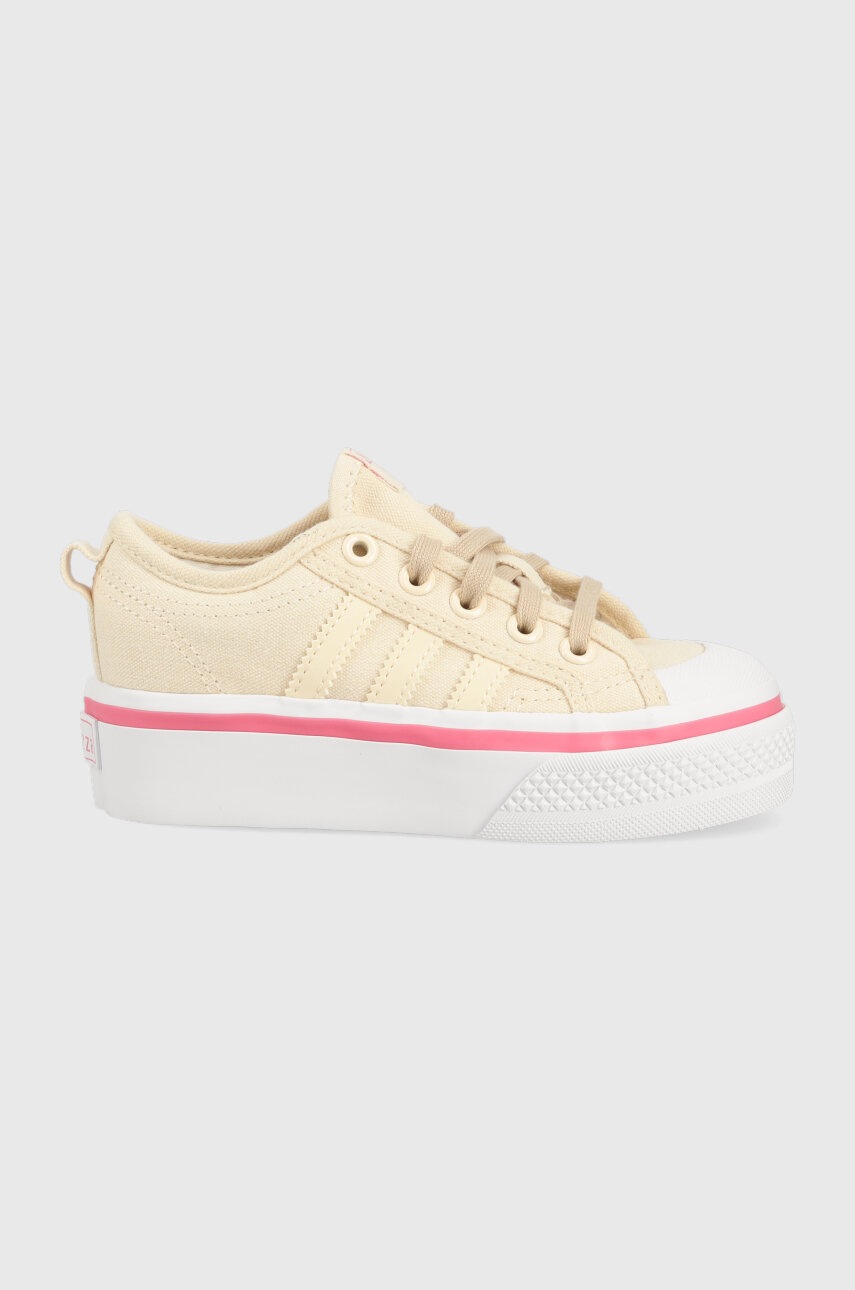 Levně Dětské tenisky adidas Originals NIZZA PLATFORM C béžová barva