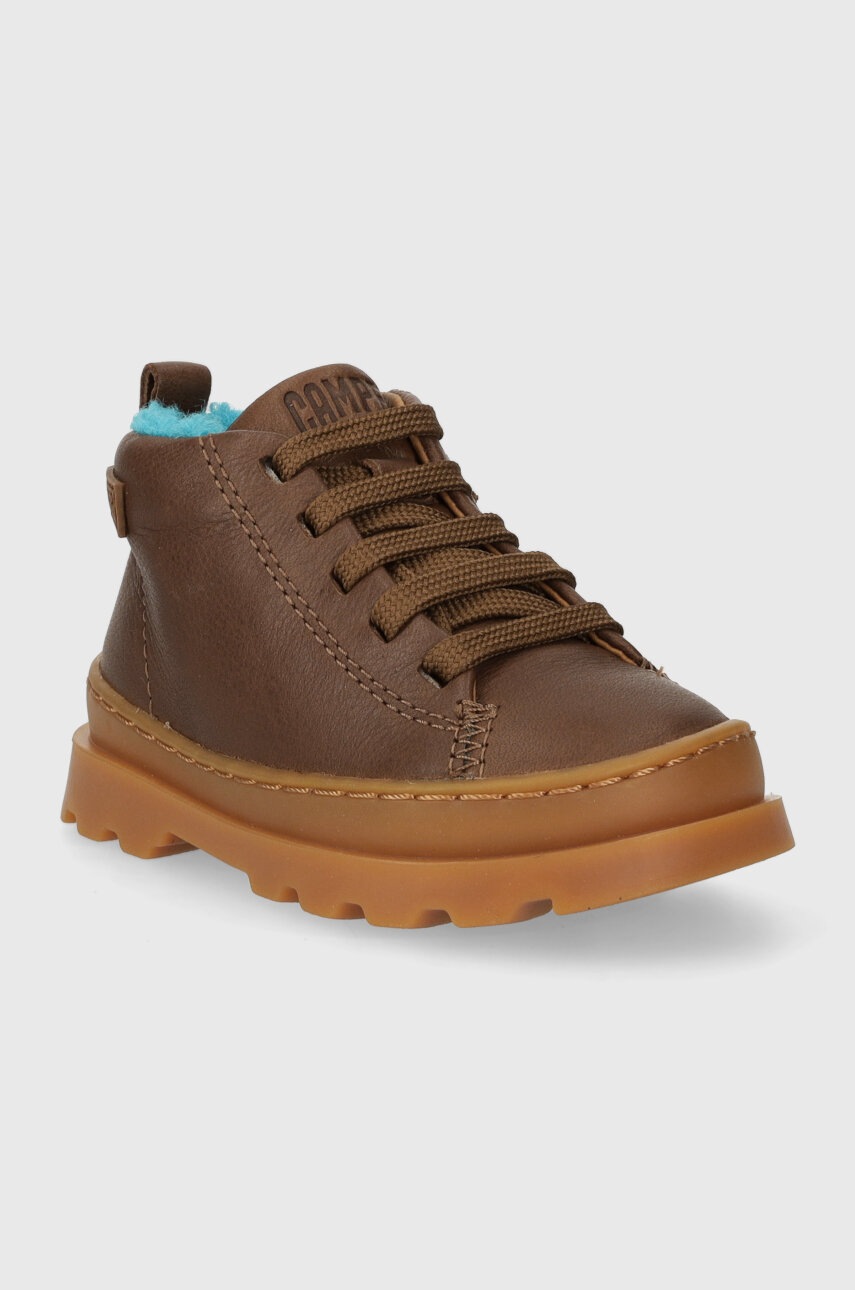 Дитячі шкіряні туфлі Camper Brutus FW колір коричневий