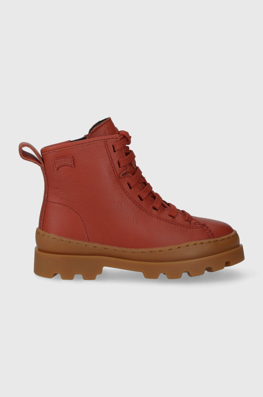 

Дитячі шкіряні зимові черевики Camper Brutus Kids колір червоний