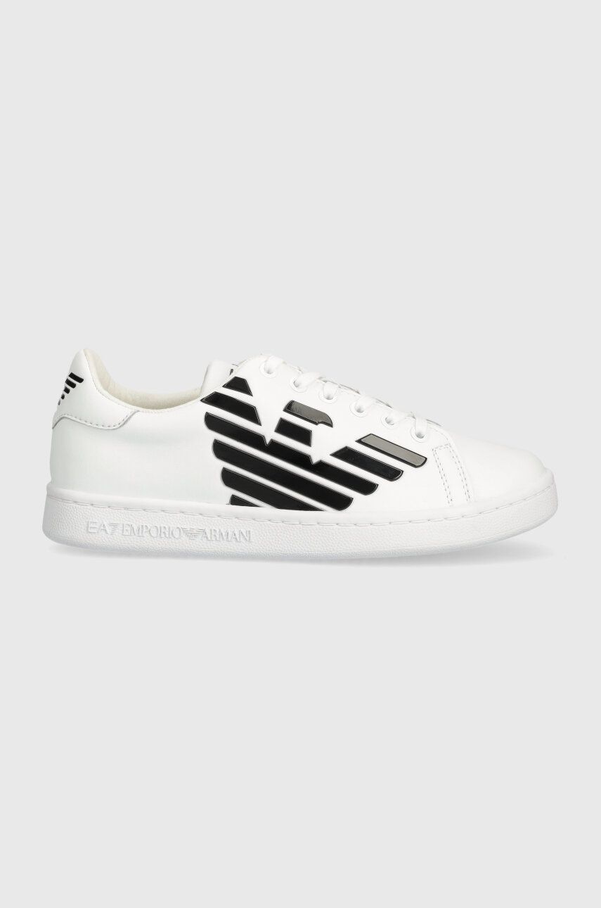 Dětské kožené sneakers boty EA7 Emporio Armani bílá barva - bílá - Svršek: Umělá hmota