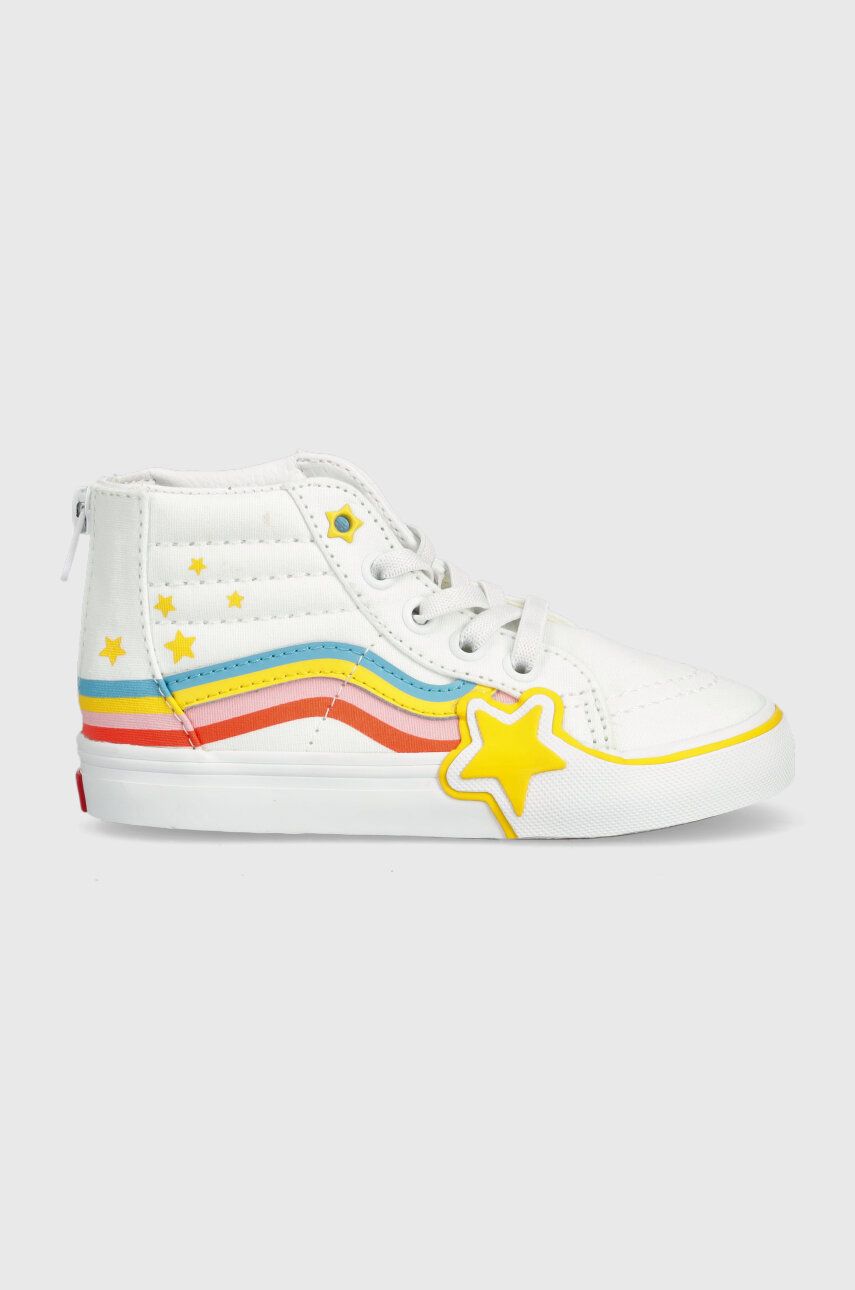 Vans tenisi copii SK8-Hi Zip Rainbow Star culoarea alb