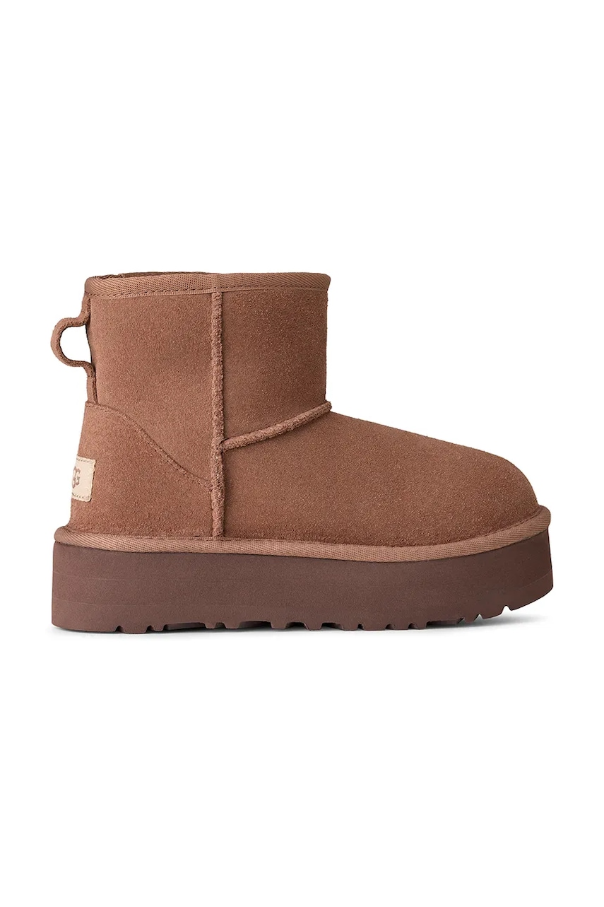 Levně Dětské semišové sněhule UGG CLASSIC MINI PLATFORM černá barva, 1143700K