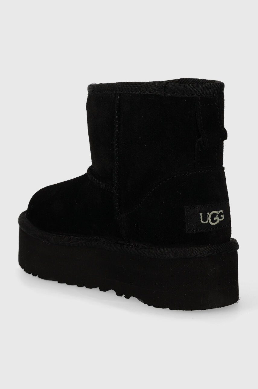 UGG Cizme De Zapada Din Piele Intoarsa CLASSIC MINI PLATFORM Culoarea Negru