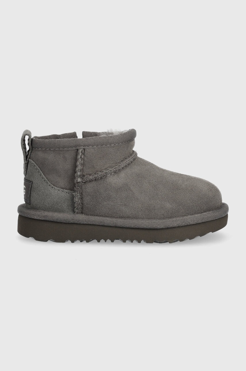 

Дитячі замшеві чоботи UGG T CLASSIC ULTRA MINI колір сірий