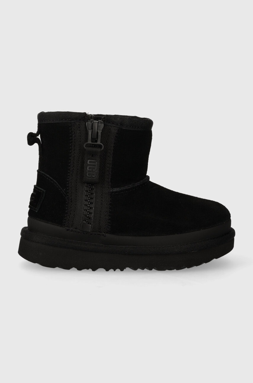 

Детские зимние сапоги UGG T CLASSIC MINI ZIPPER TAPE LOGO цвет чёрный