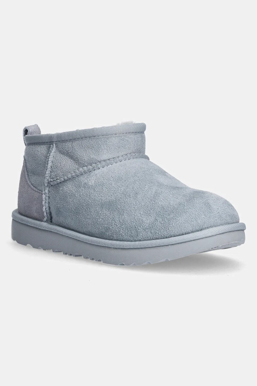 UGG cizme de zapada din piele intoarsa KIDS CLASSIC ULTRA MINI culoarea gri, 1130750K