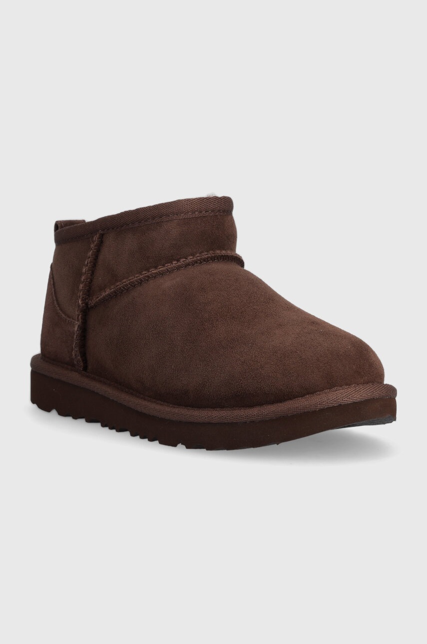 Детские замшевые сапоги UGG KIDS CLASSIC ULTRA MINI цвет коричневый