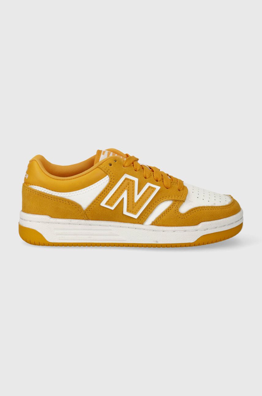 Dětské sneakers boty New Balance GSB480WA žlutá barva - žlutá - Svršek: Umělá hmota