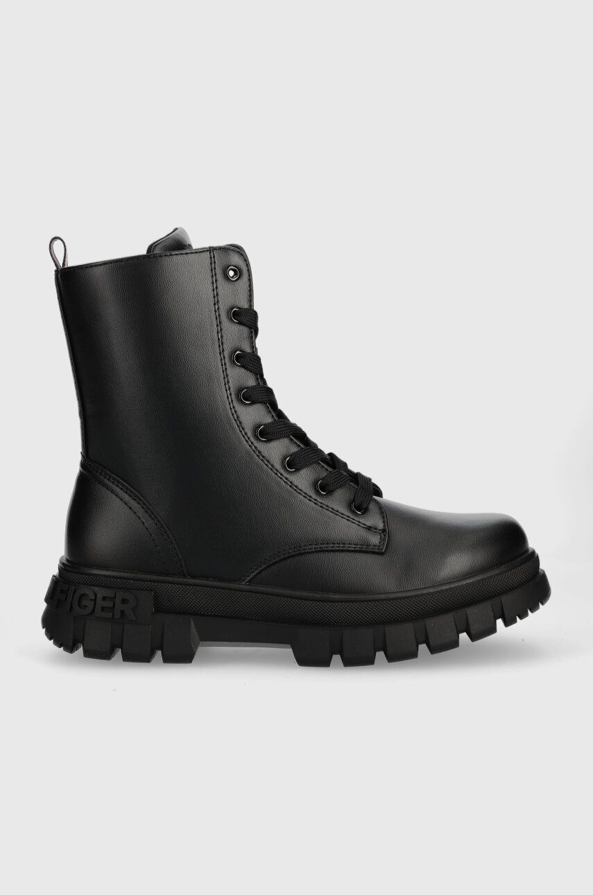 Dětské boty Tommy Hilfiger černá barva - černá -  Svršek: Umělá hmota