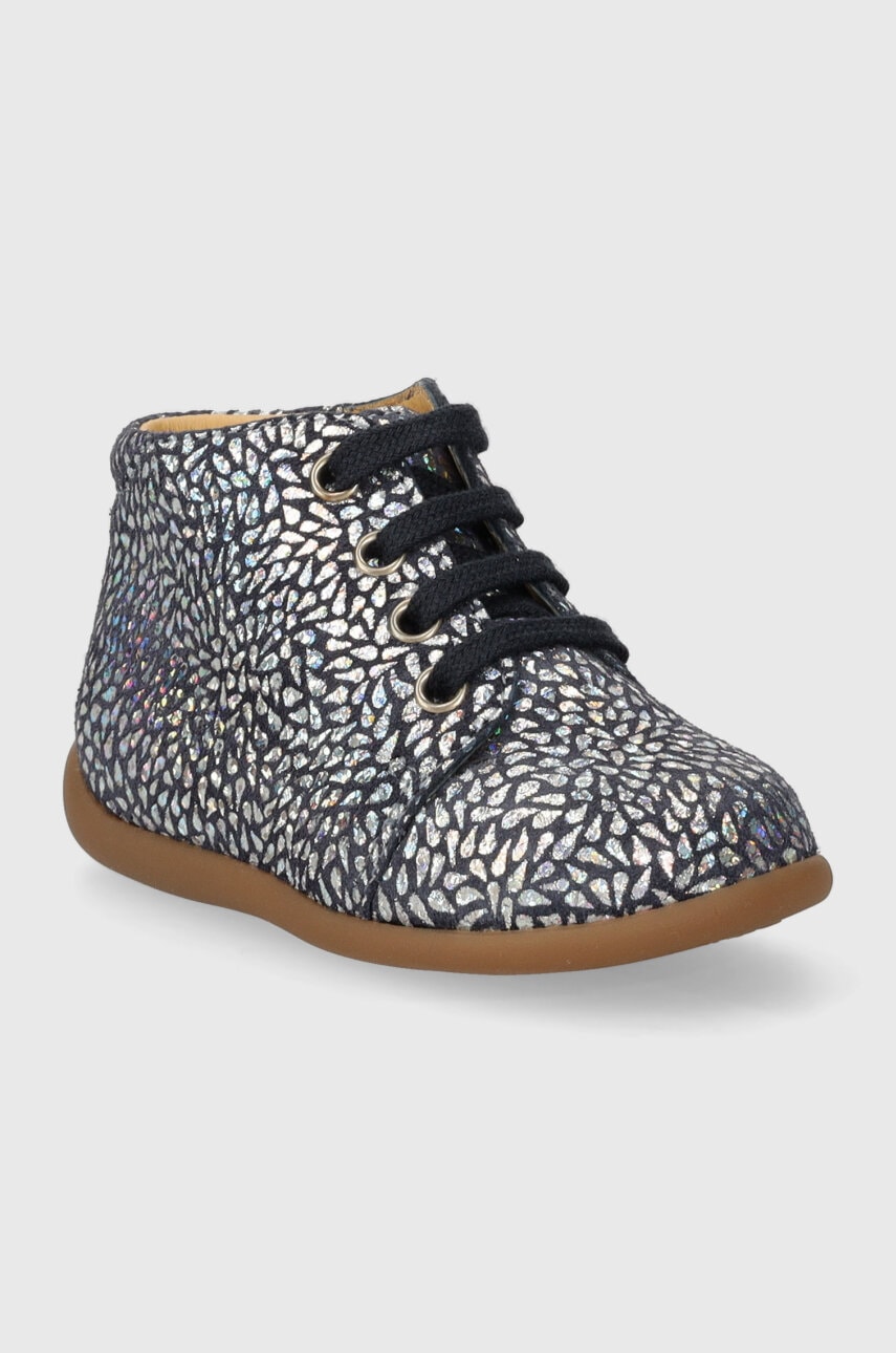 Детские замшевые полуботинки Pom D'api STAND-UP BOTTINE цвет серебрянный Детские замшевые полуботинки Pom D'api STAND-UP BOTTINE цвет серебрянный