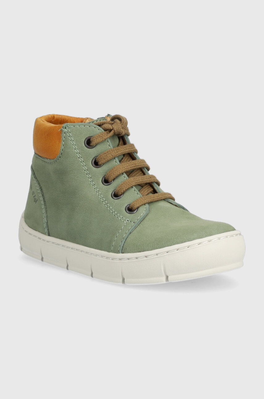 Детские кожаные полуботинки Pom D'api цвет зелёный Детские кожаные полуботинки Pom D'api цвет зелёный