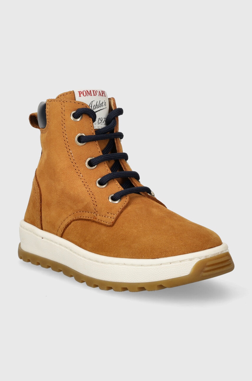 Детские замшевые полуботинки Pom D'api FLOW BOOTS цвет коричневый Детские замшевые полуботинки Pom D'api FLOW BOOTS цвет коричневый