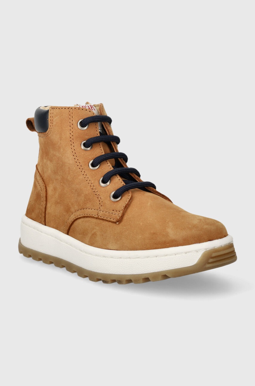 Детские кожаные полуботинки Pom D'api FLOW BOOTS цвет коричневый