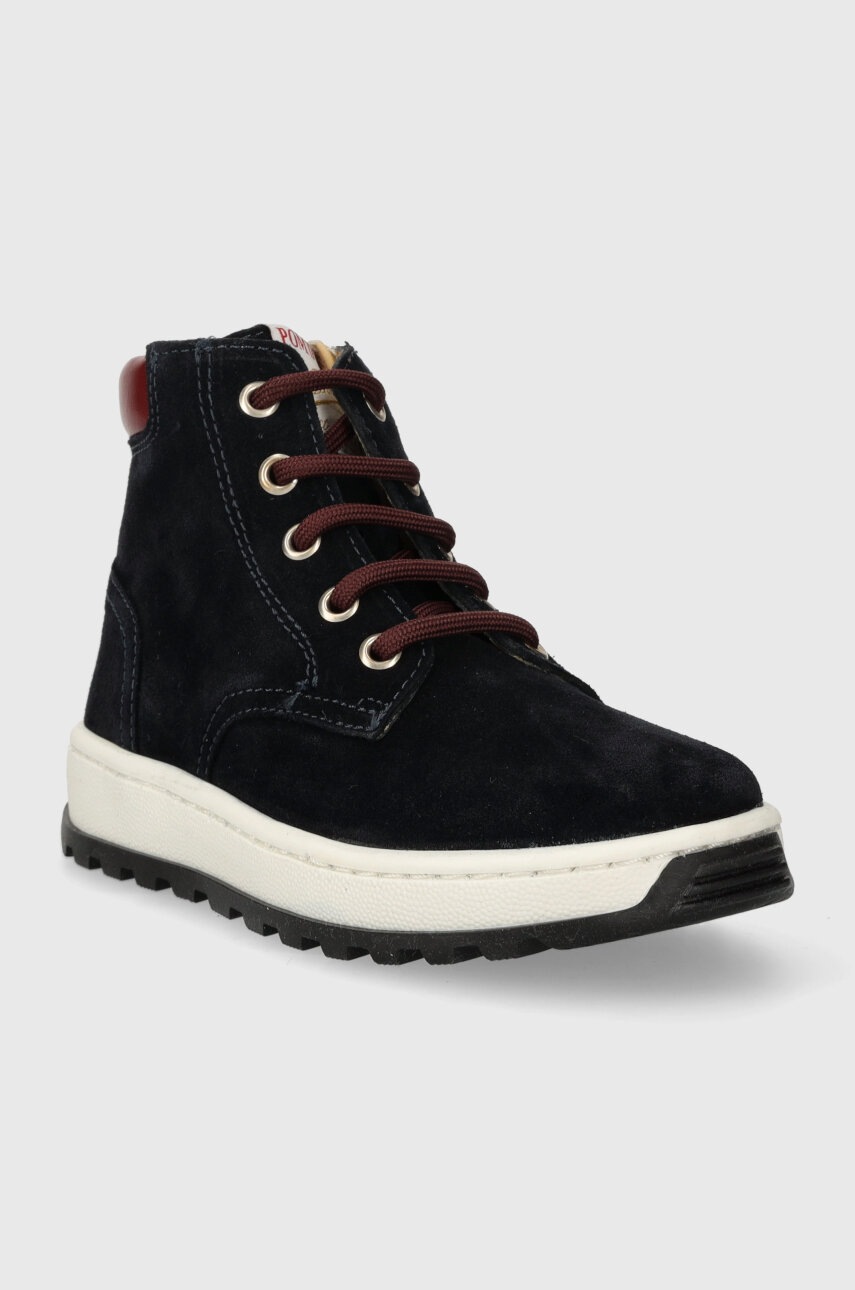 Дитячі замшеві туфлі Pom D'api FLOW BOOTS колір синій