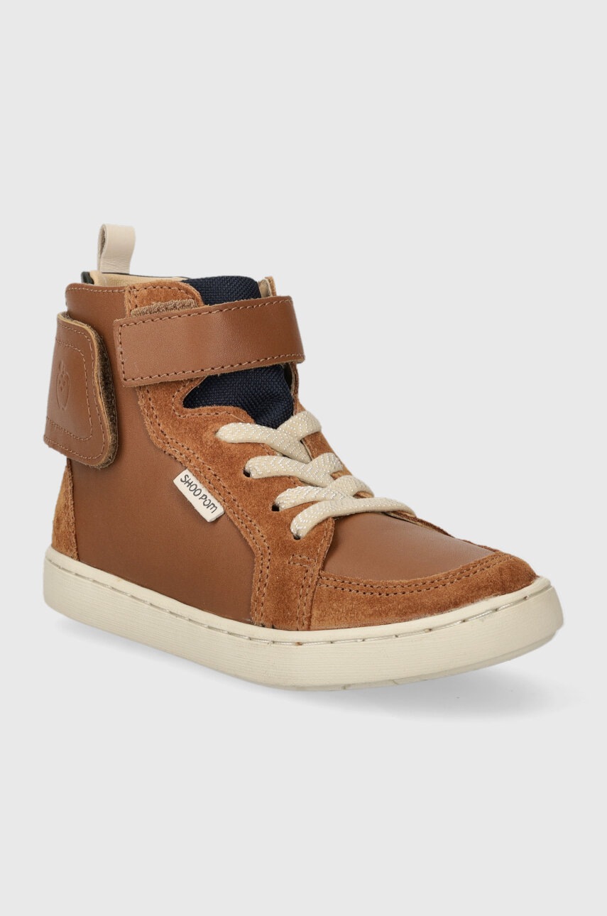 Детские кожаные кроссовки Shoo Pom цвет коричневый