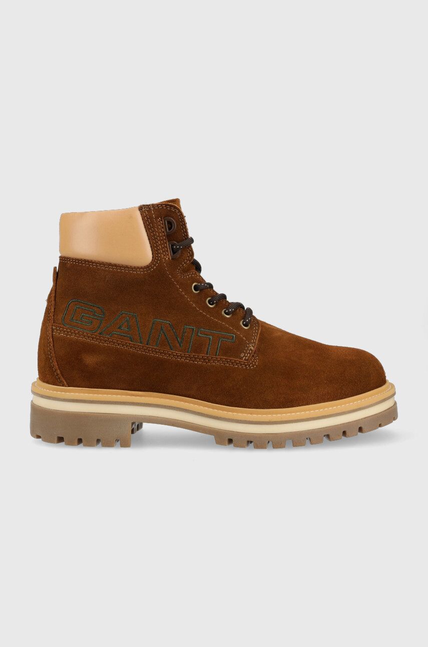 Semišové boty Gant Palrock pánské, hnědá barva, 25643363.G42 - hnědá -  Svršek: Přírodní kůže