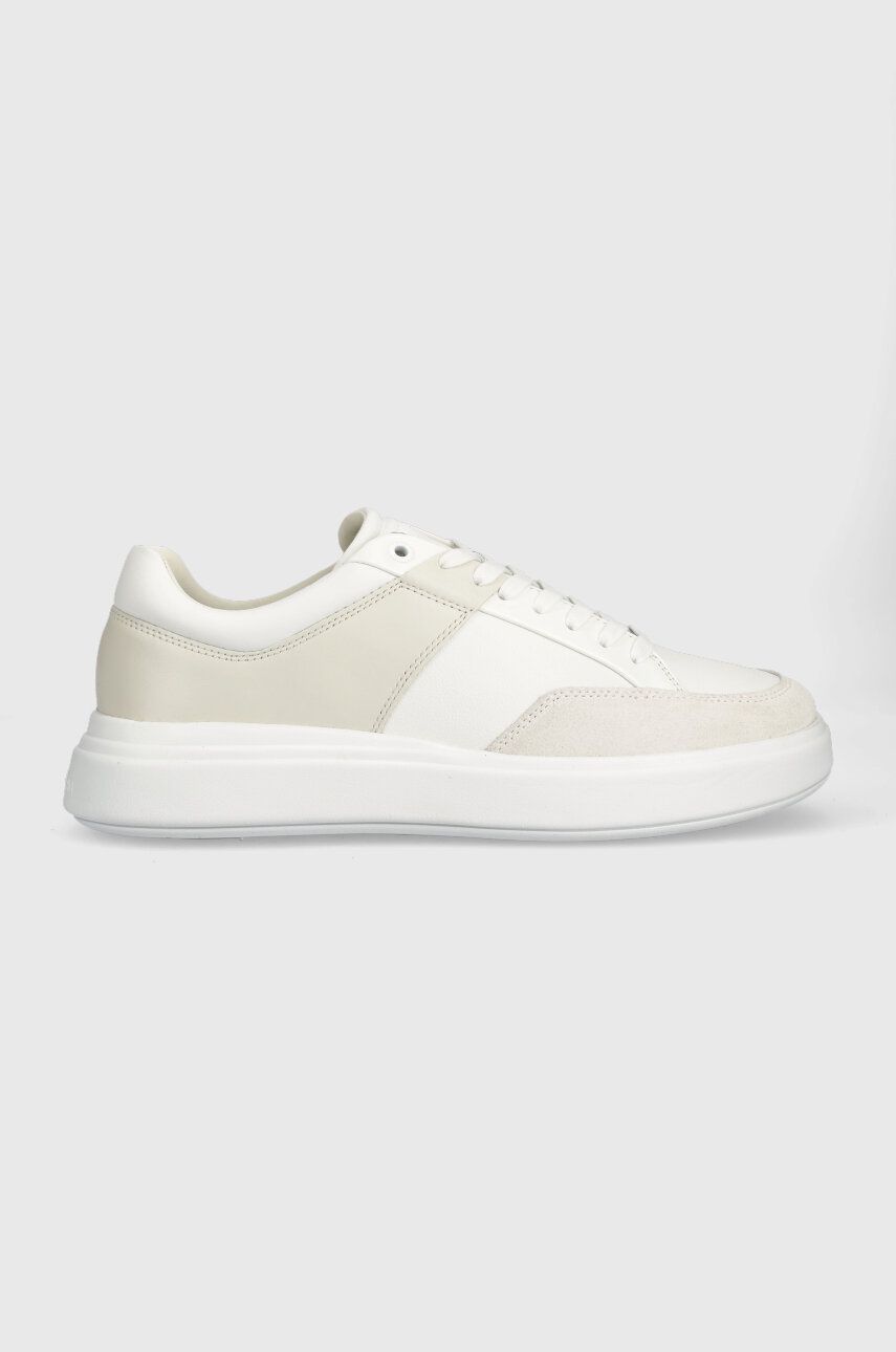 Kožené sneakers boty Calvin Klein LOW TOP LACE UP LTH bílá barva, HM0HM01047 - bílá -  Svršek: 